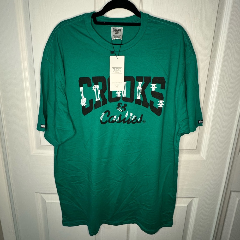 Crooks & castles Men’s Green T Shirt Bones size XL
